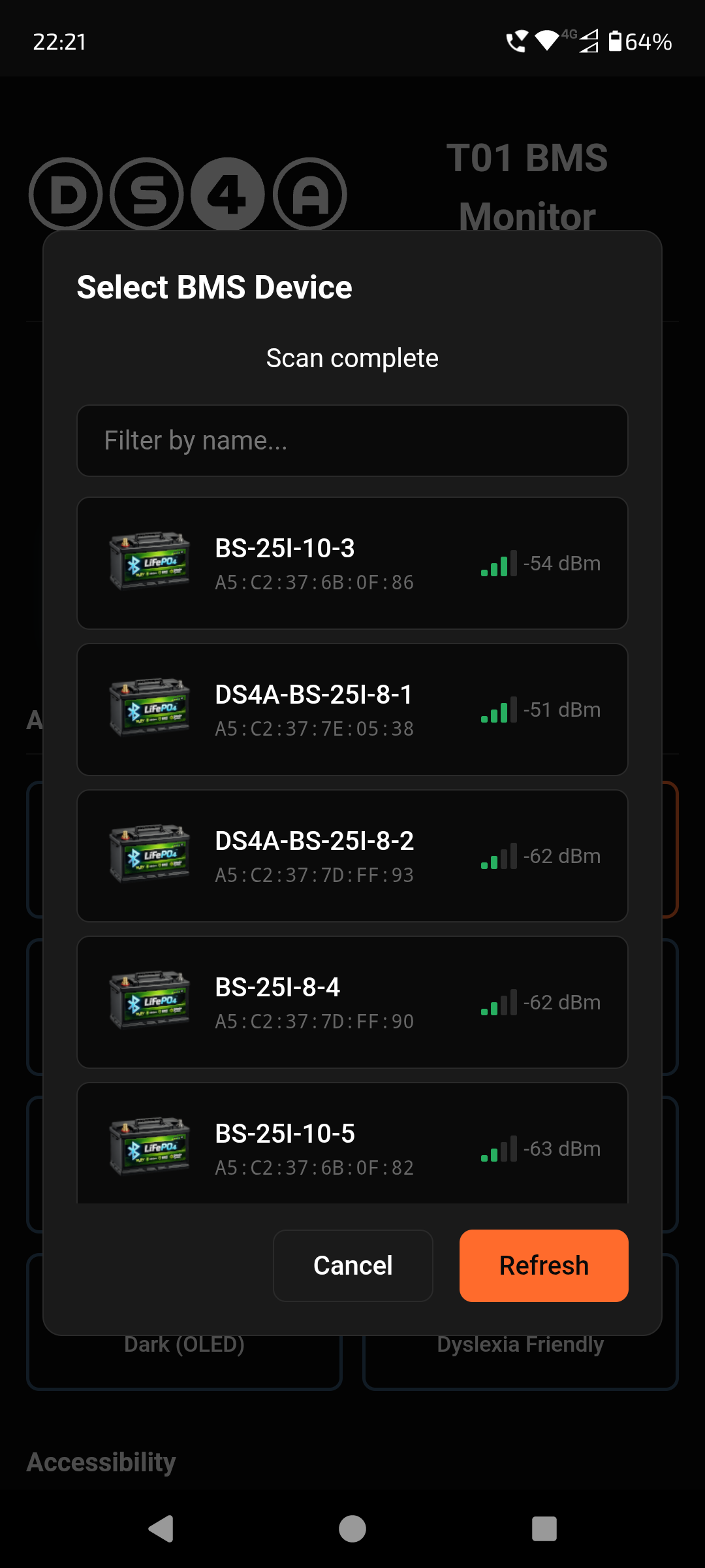 T01 BMS Monitor Device Picker