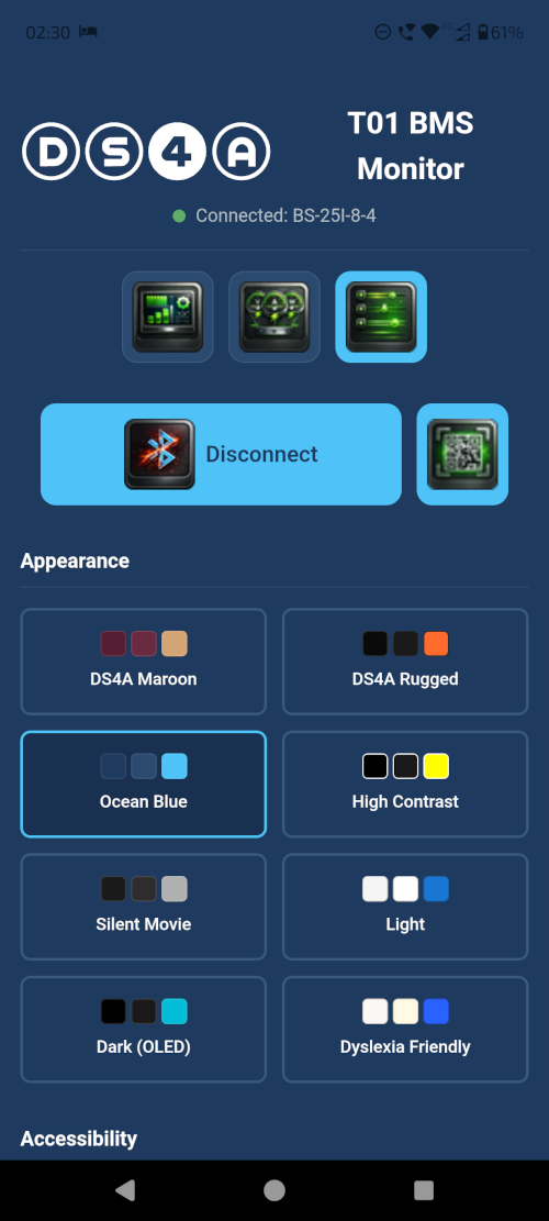 T01 BMS Monitor Theme Ocean Blue